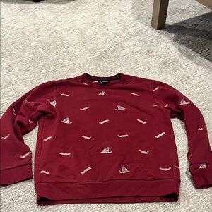 Bonobos Red Crewneck Sweater with Embroidered Accents
